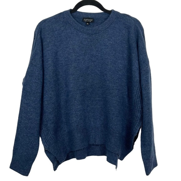 Topshop Sweaters - Topshop Blue Oversized Side Hem Zip Sweater US 4